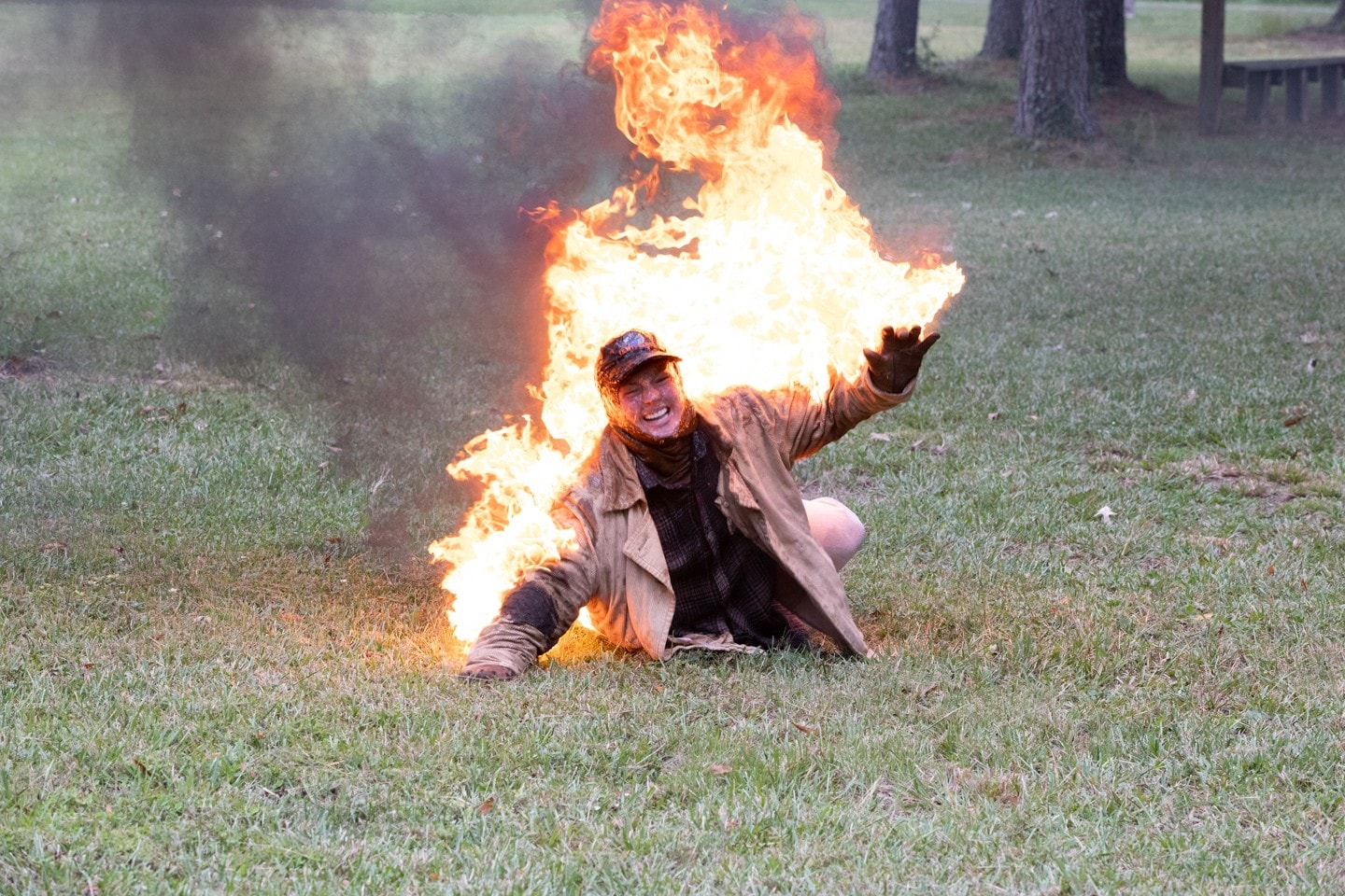 Hannah Szemereta fire burn stunt — Sweet Spot of the Flame workshop